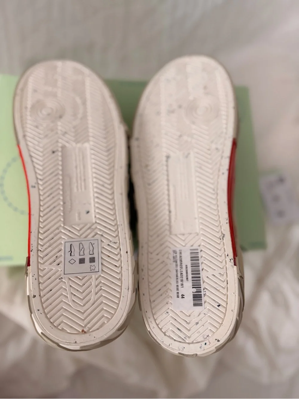 Off-White Low Vulcanized Beige Suede Canvas Men's Sneakers Lace Up US 11